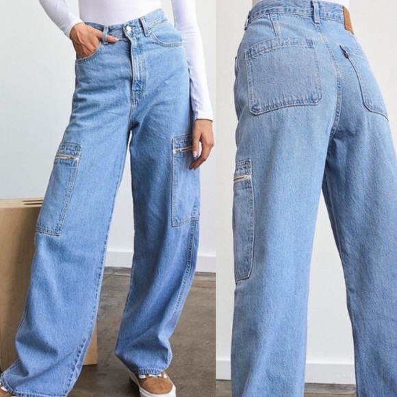 Levi's Denim - Levi’s High Loose Light Wash Zip Cargo Pocket Jeans